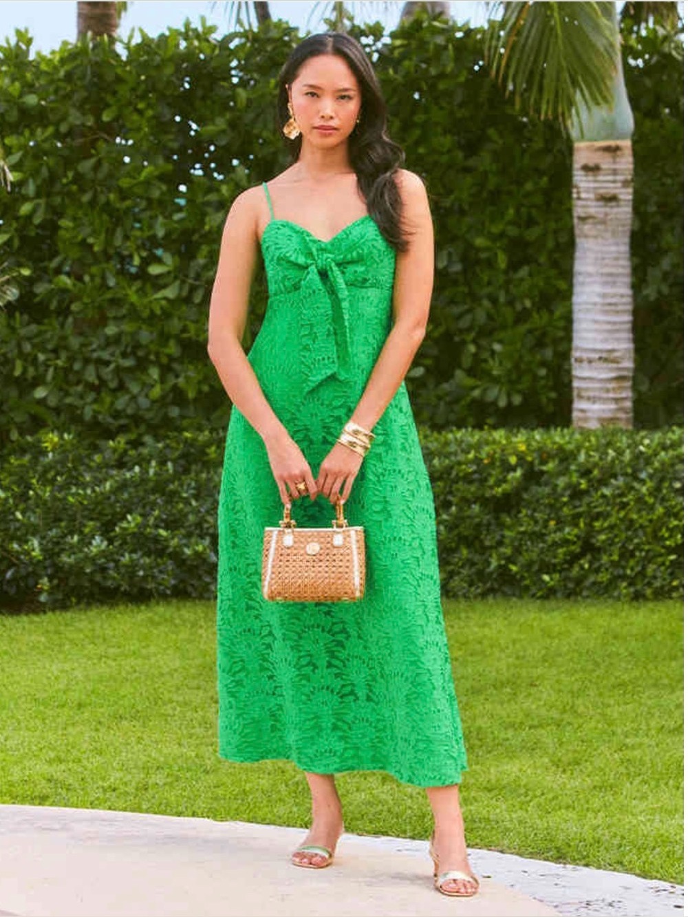NWT Lilly Pulitzer Sarahlynne Maxi Dress Fauna Green Palm Burnout Size 8